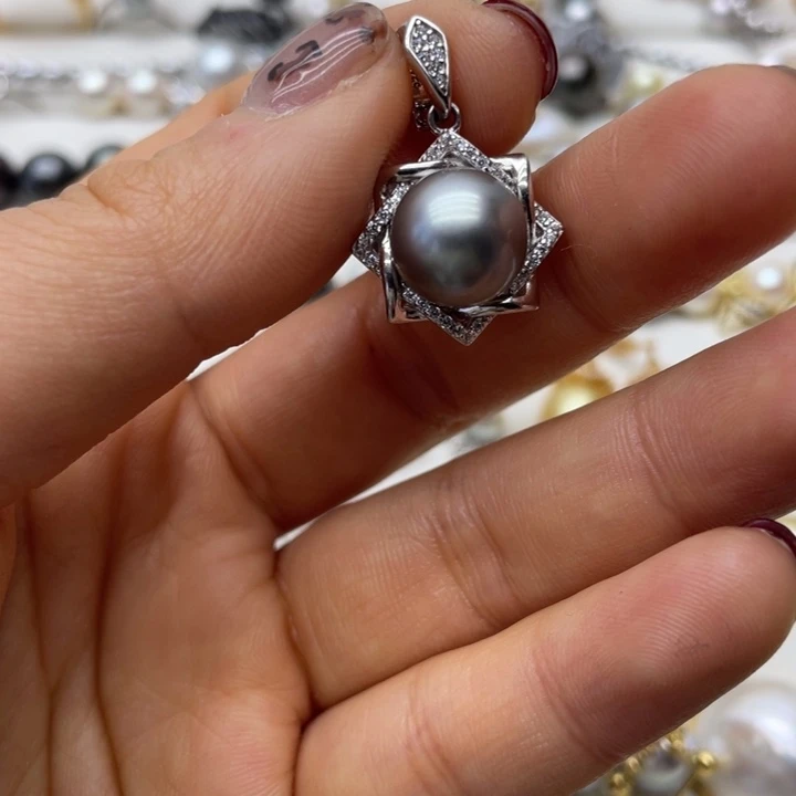 海水珍珠吊坠(不含链)银S925镶嵌