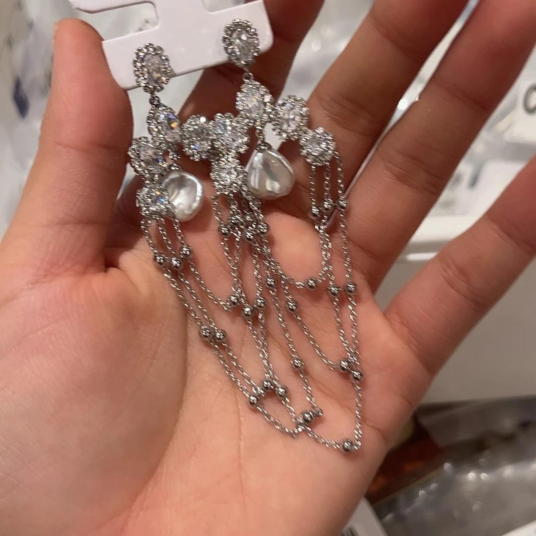 合金淡水珍珠耳饰