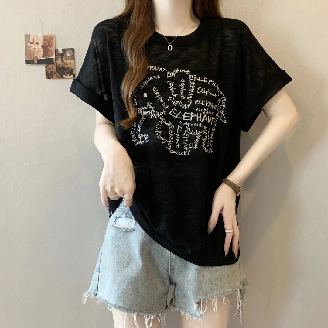 【大码】903新款夏季短袖显瘦洋气百搭韩版时尚T恤女宽松亲肤