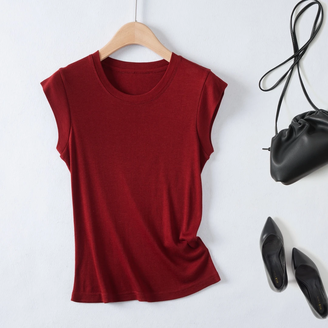 【MZMT】网红小飞袖桑蚕丝百搭夏季女士薄款圆领-2506