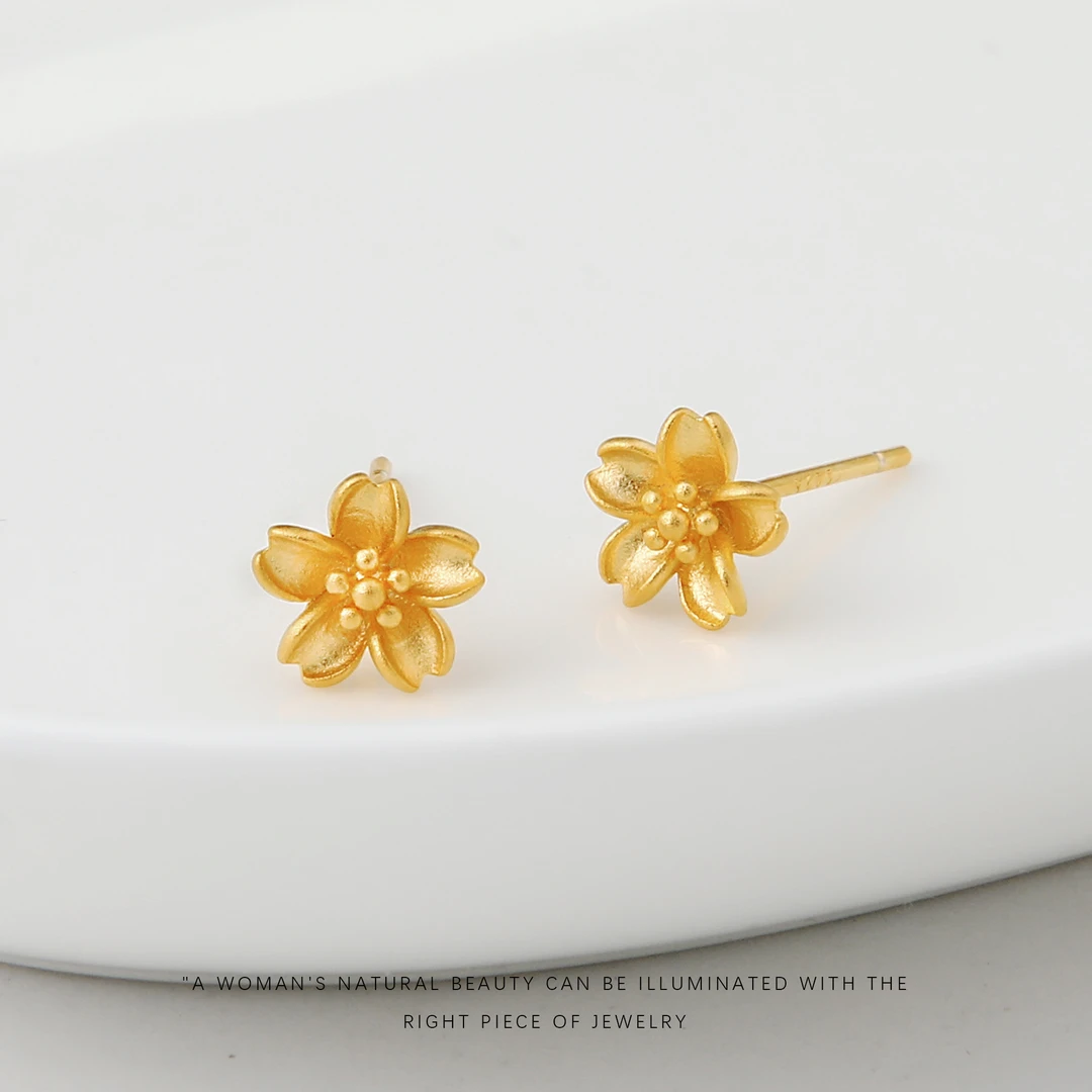 925银耳饰 【金色小花】简约时尚耳钉A713