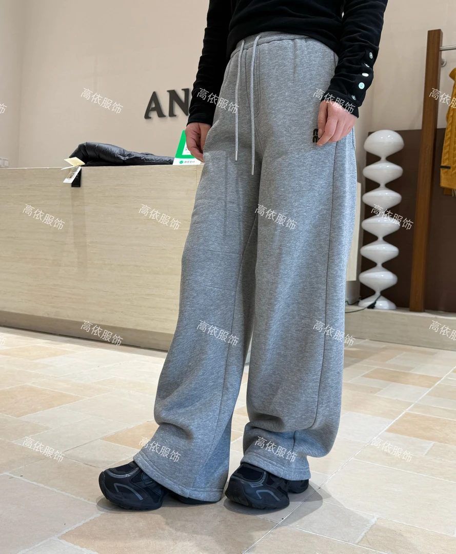 GY5287灰色加绒直筒卫裤