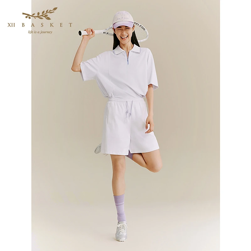 XII BASKET十二篮25秋新款运动休闲纯棉白色百慕大短裤7C35320110