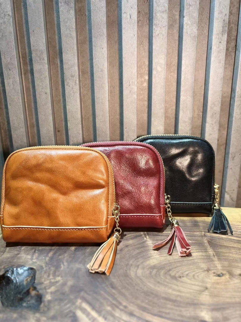 13*11头层牛皮零钱收纳卡包手工耳机包手拿包收纳百搭包