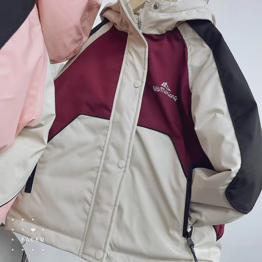 501095《现》韩版男童女童休闲舒适时尚洋气加厚连帽防寒外套