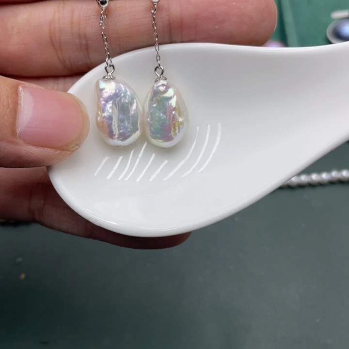 淡水珍珠耳饰银S925镶嵌