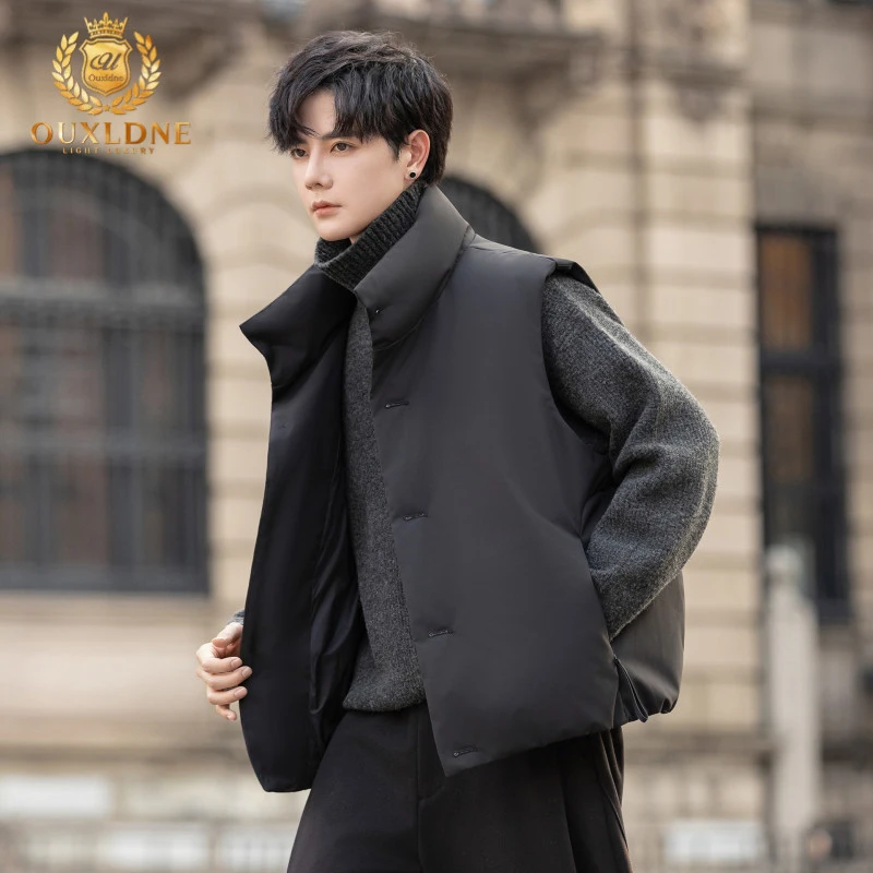 OUXLDNE 立领轻薄羽绒马甲男士冬季新款保暖坎肩背心时尚百搭外套