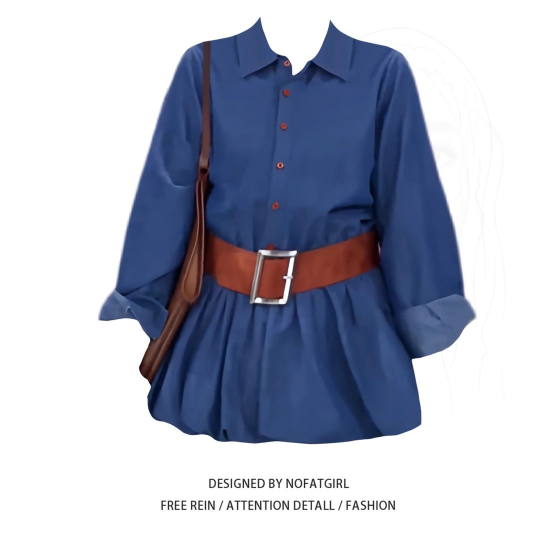 大码胖妹妹韩系休闲通勤polo领牛仔衬衫早秋新款宽松遮肉百搭上衣