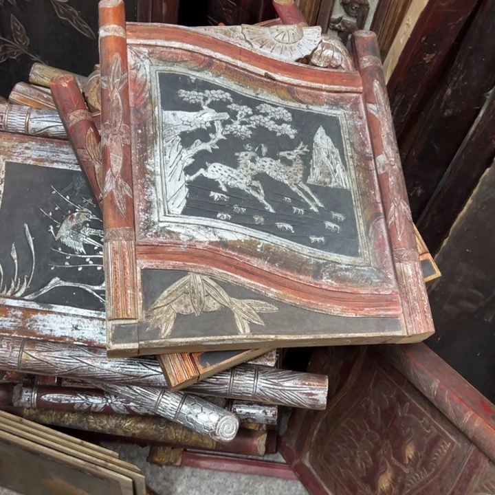 【闪购商品】香榧木天**星老木雕花板艺术一对