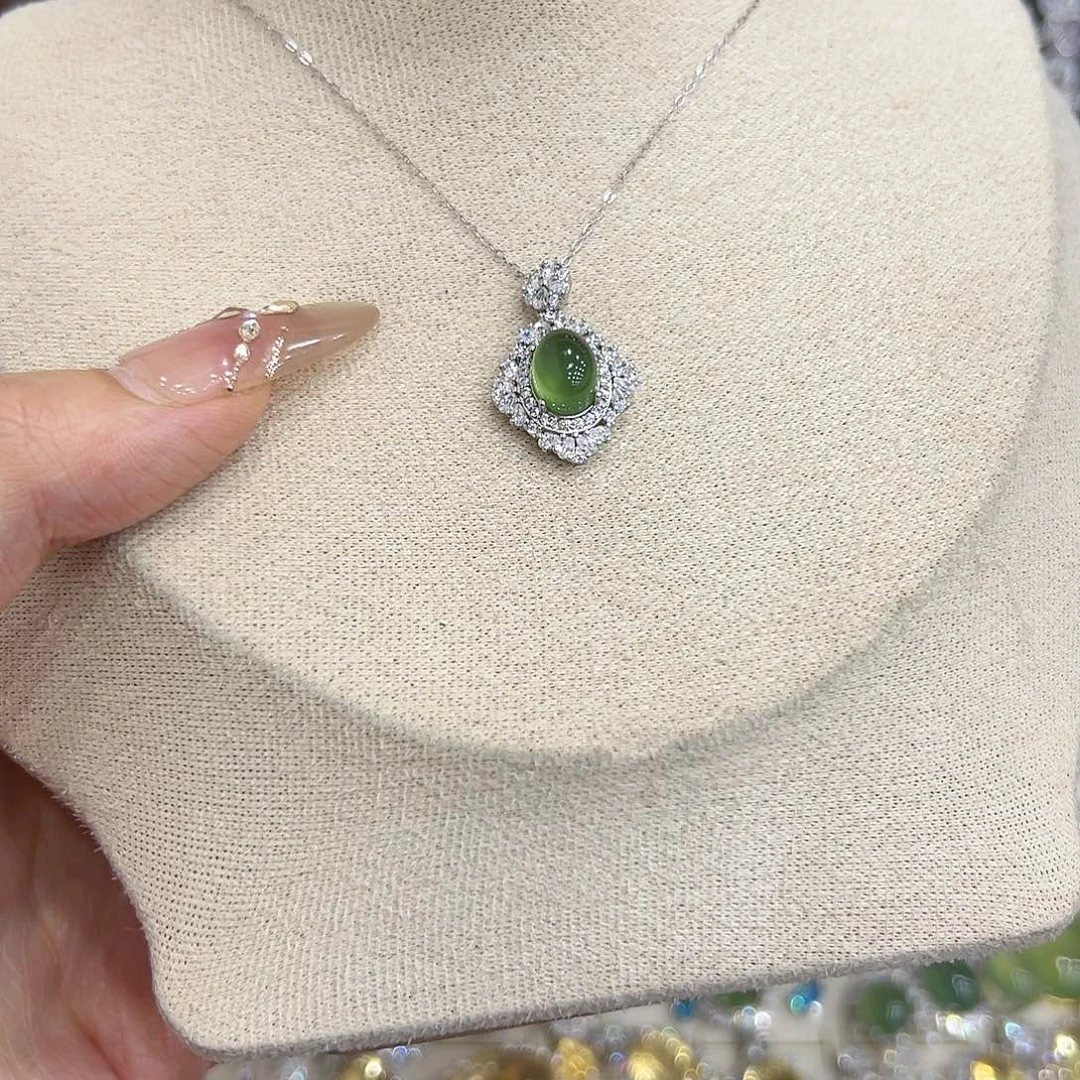 岫玉银S925镶嵌吊坠(赠链)