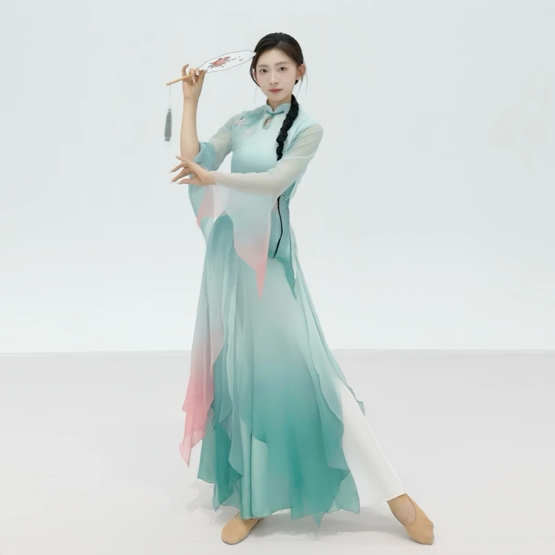 烟雨江南舞蹈服古典舞服装演出服女飘逸仙气套装原创中国风表演服