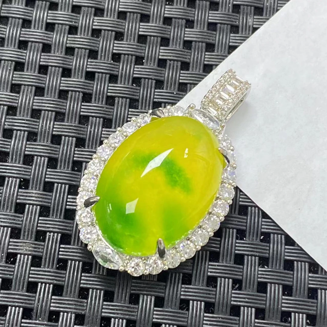 G280黄加绿椭圆吊坠时尚吊坠