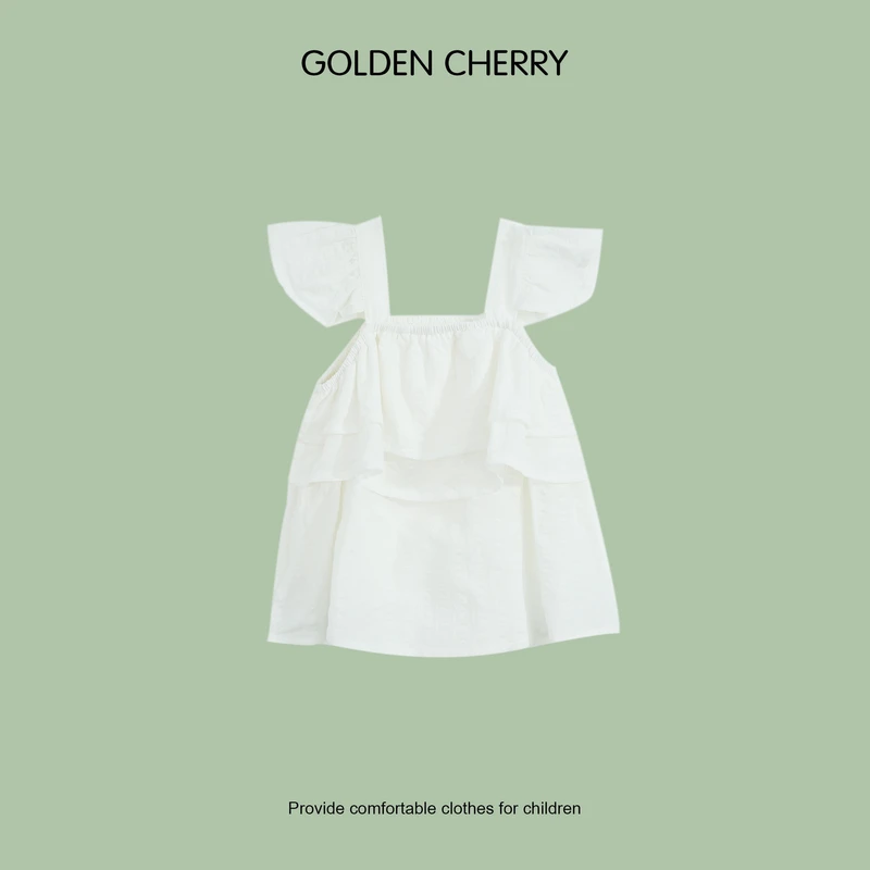 【金樱桃Golden cherry】小童纯白色小飞袖百搭娃娃衫3422508