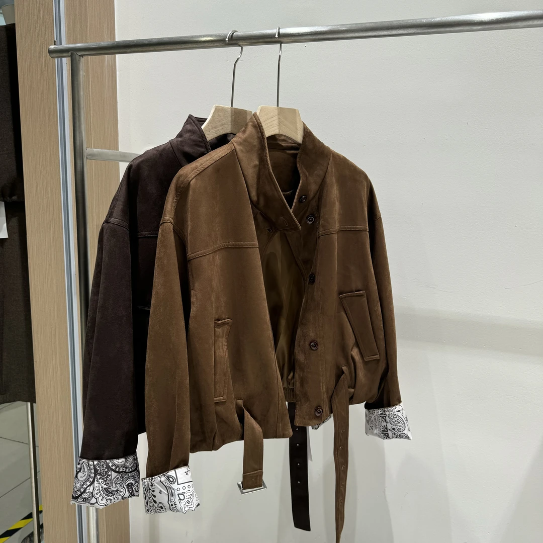 2025春季新款韩版宽松休闲百搭麂皮绒外套女短款夹克上衣