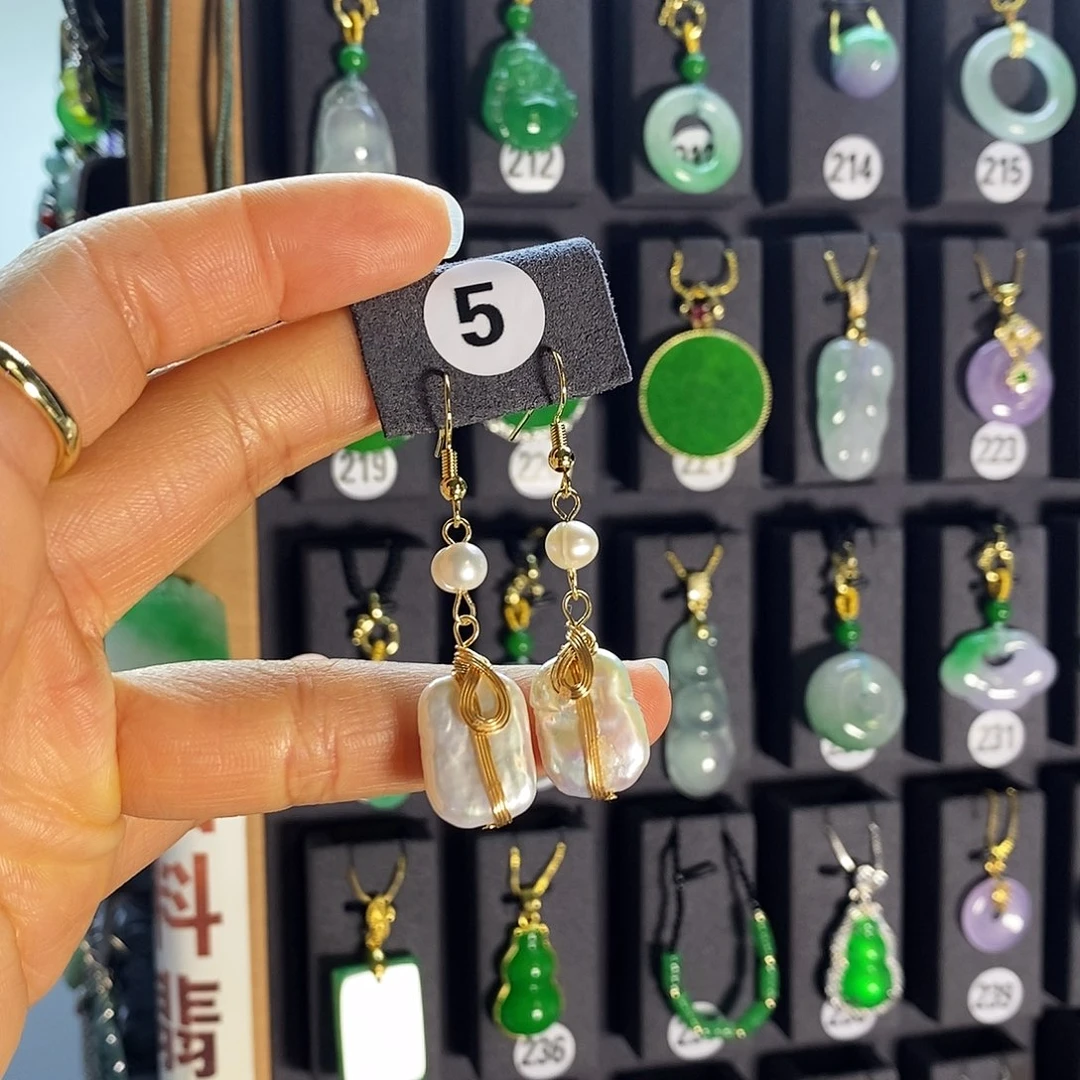 银S925镶嵌翡翠耳饰5