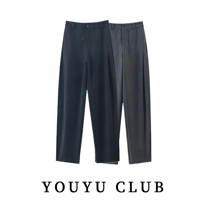胖mm高级感垂感女士通勤裤2025新款秋季高腰显瘦镰刀裤直筒九分裤