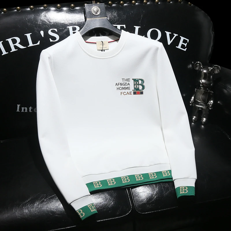 TERINELO/黛芮奈勒高级卫衣男秋季新款潮流休闲圆领长袖t恤男士