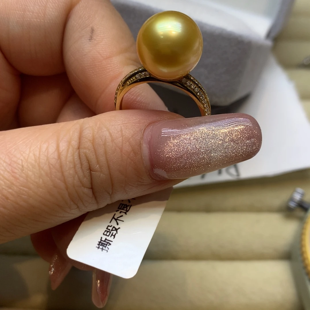 14K金镶嵌戒指海水珍珠