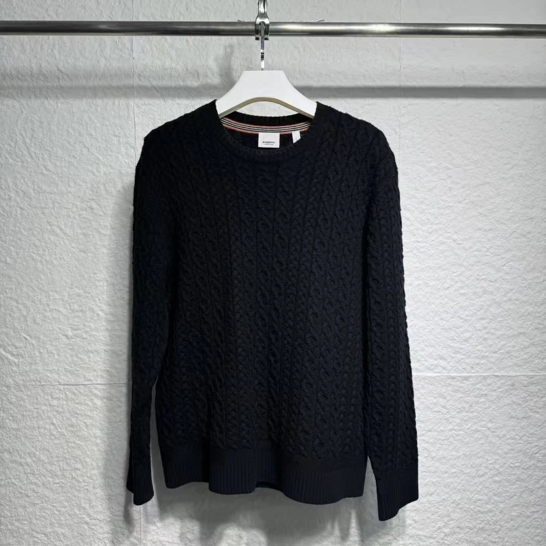 99新 BURBERRY/博柏利 L码 羊毛针织长袖套头衫0209