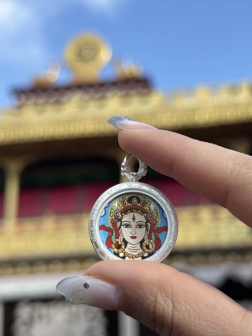 纯手绘唐卡精工白度母纯矿物颜料精致风拉萨直发