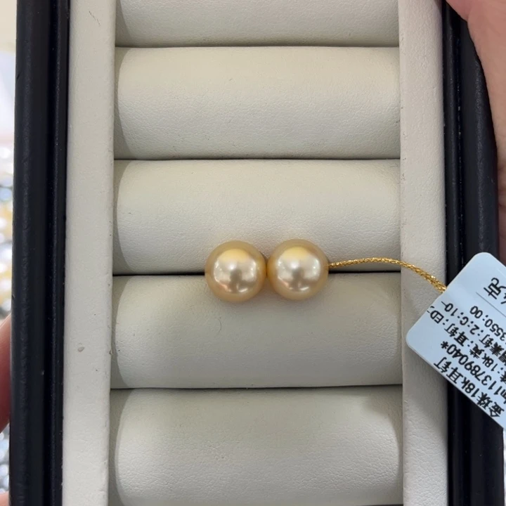 海水珍珠上新金珠素钉10-11mm18K金镶嵌