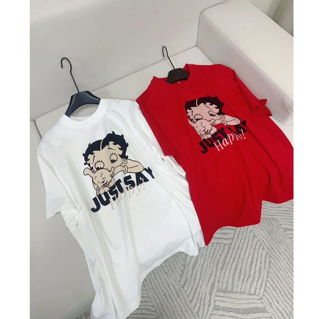 【影子】小女孩卡通时尚百搭宽松休闲时尚百搭印花大版中长款T恤