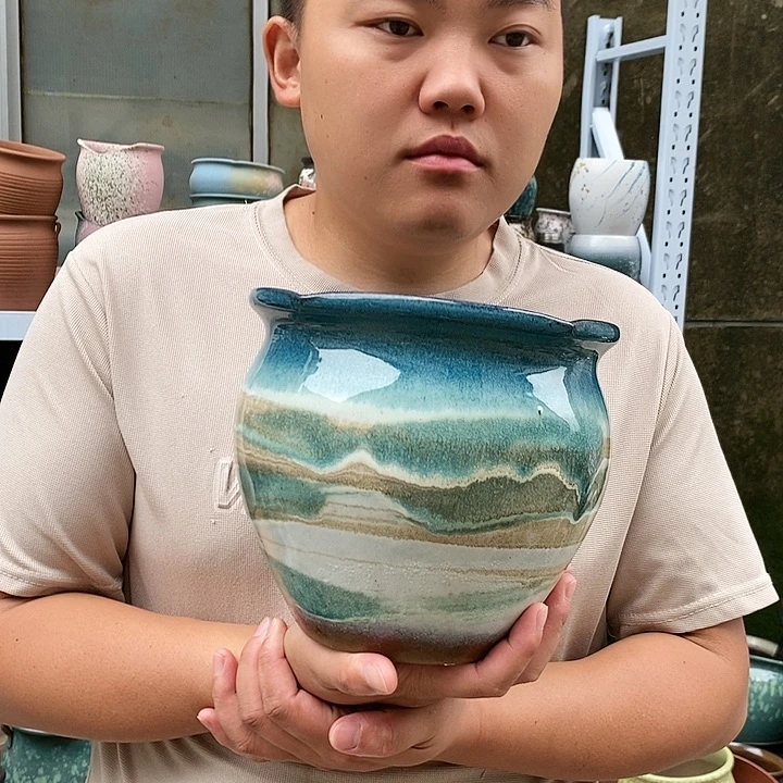 紫砂花盆口20高18瑕疵