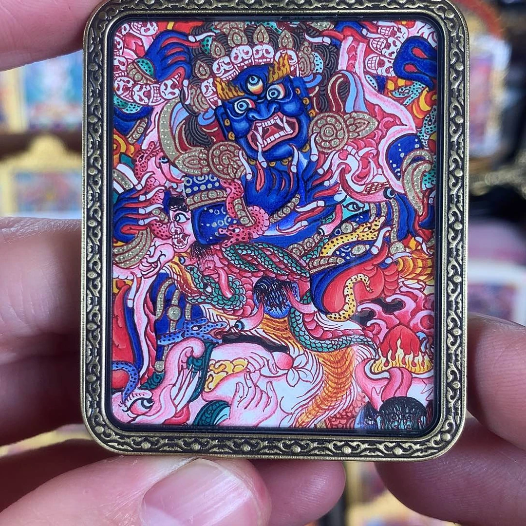 吊坠大黑天热贡纯手绘唐卡