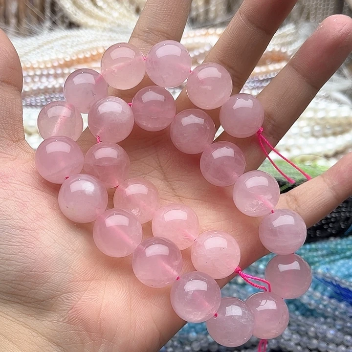 未镶嵌玛瑙/玉髓珠宝半成品一条16mm左右粉晶