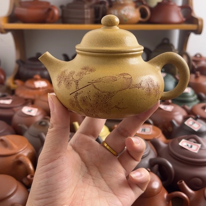 茶壶紫砂180cc黄段半手