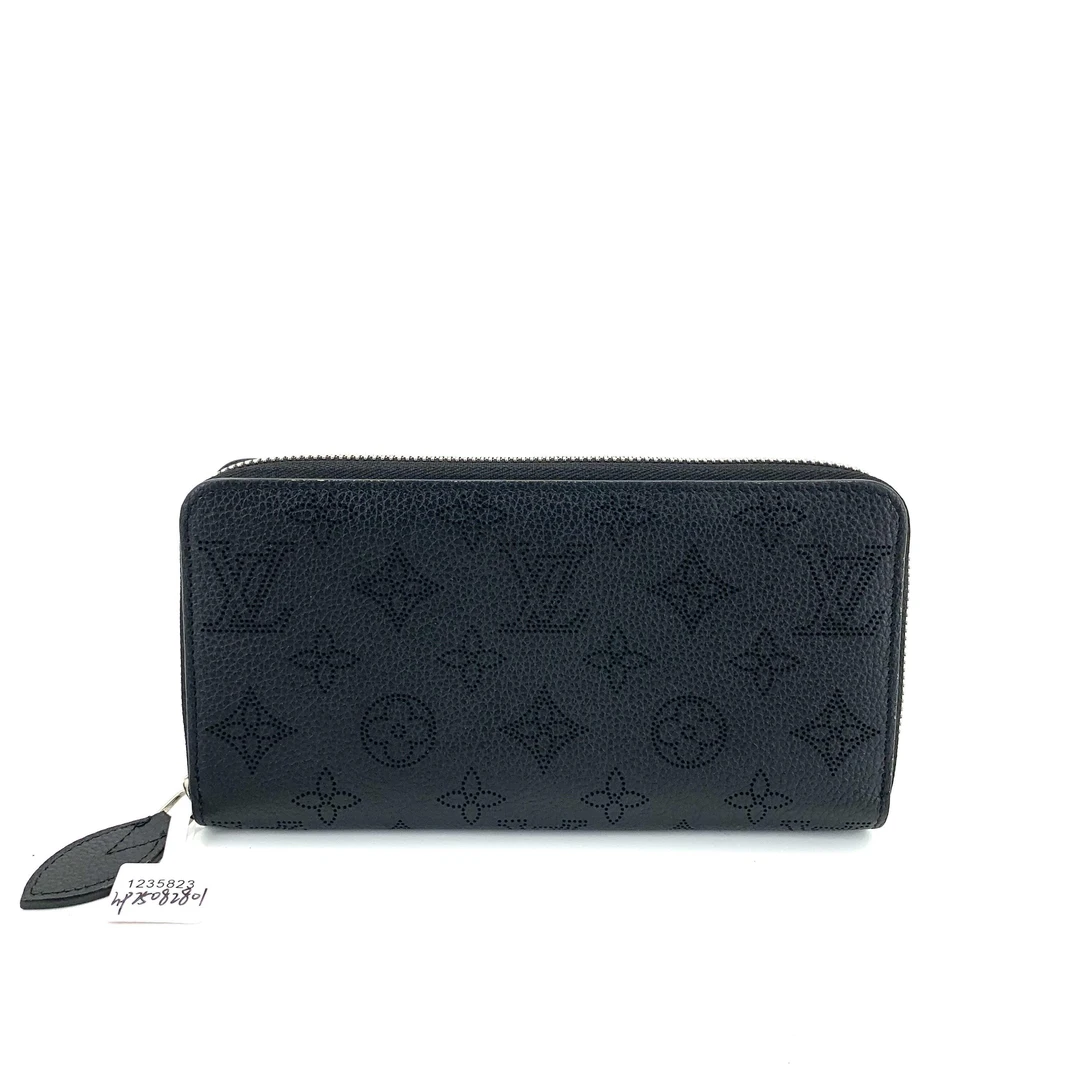 99新 LouisVuitton/路易威登 黑色穿孔经典微标拉链钱包  尺20/10