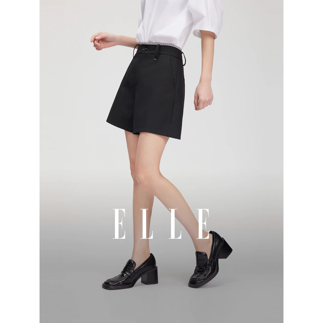 ELLE摩登高级感宽松高腰休闲裤女2025夏季新款气质通勤风EK50001