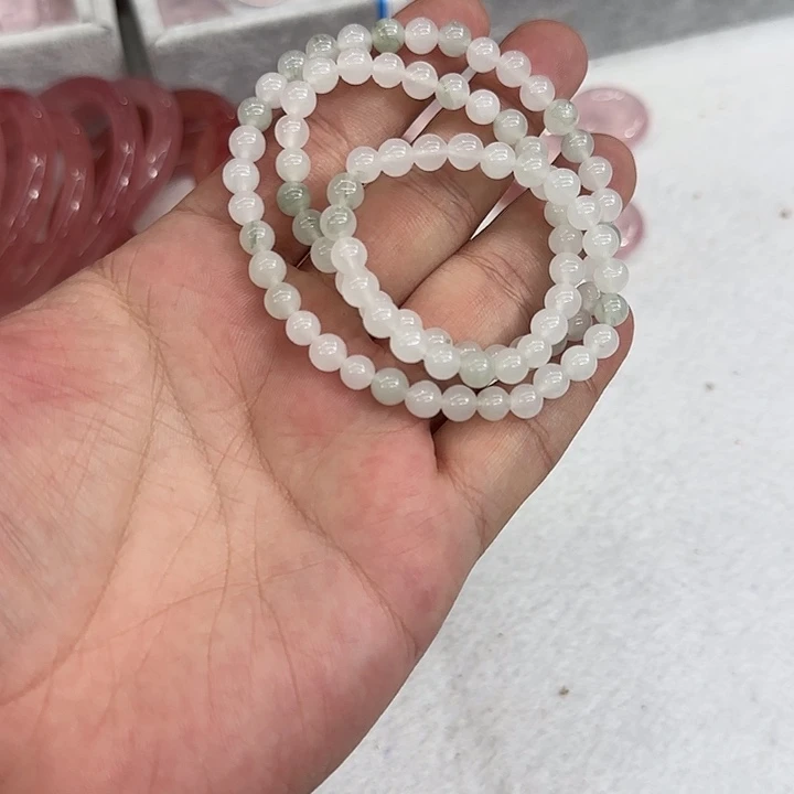 银S925镶嵌珠宝半成品水晶天山6mm3圈