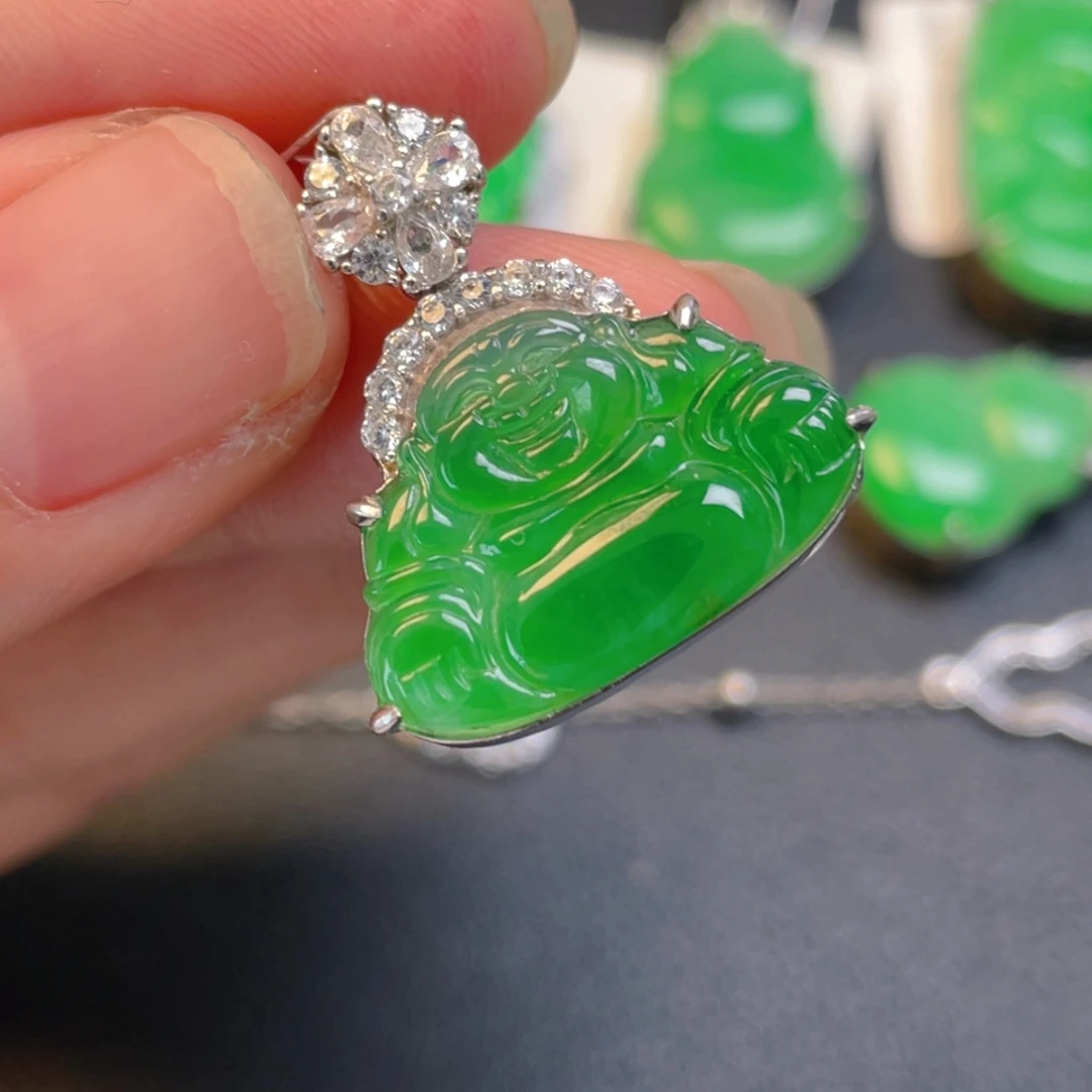 翡翠银S925镶嵌吊坠(不含链)