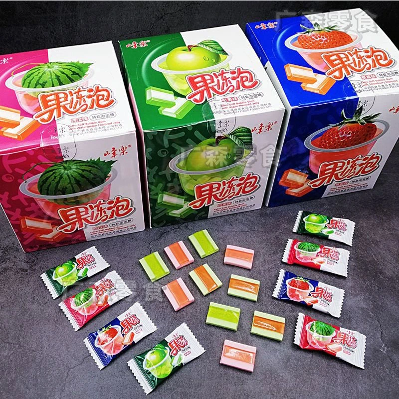 峰乐西瓜草莓苹果味夹心果冻泡泡糖网红口香糖学校怀旧童年小零食