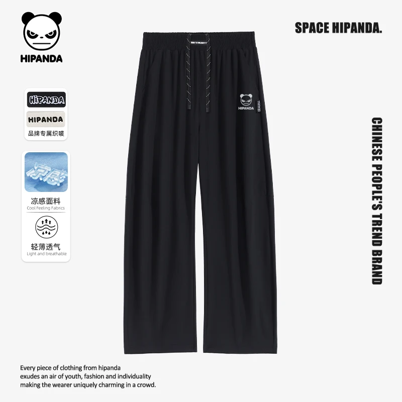 HiPanda你好熊猫潮牌休闲精致格纹冰感弯刀裤夏季户外时尚休闲裤B