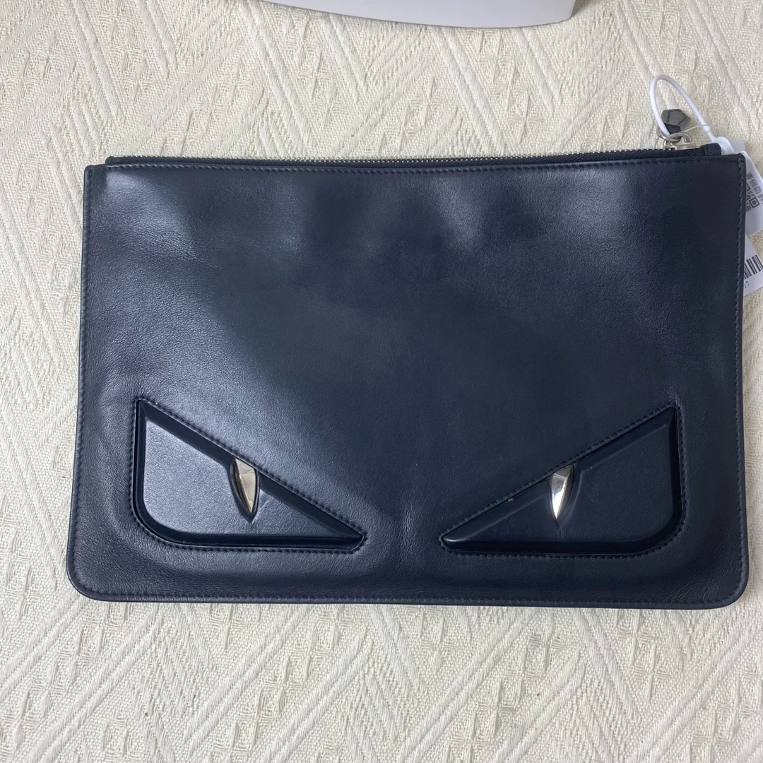 95新 FENDI/芬迪 芬迪小怪兽黑色手拿包 12849852女包