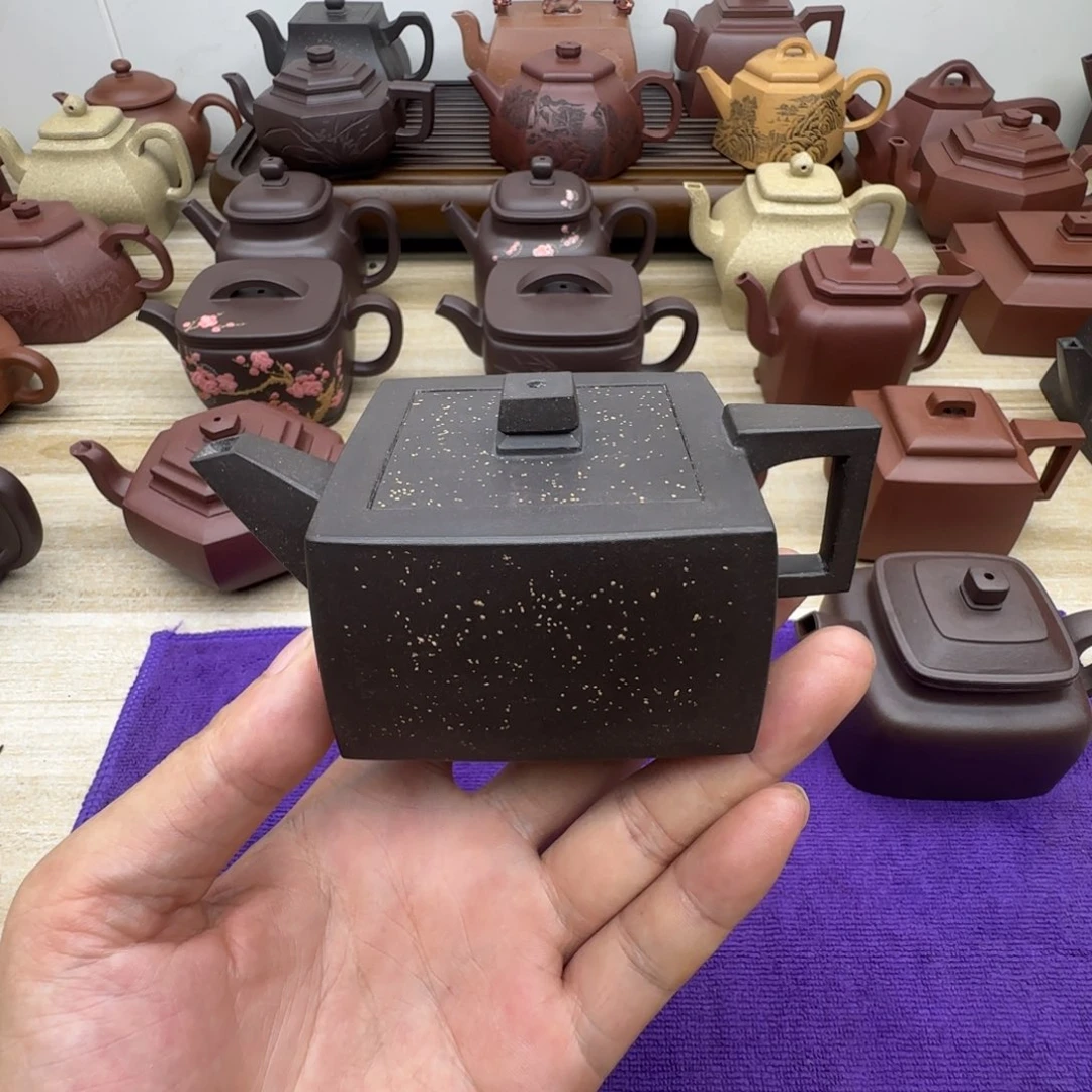 紫泥壶半手工。紫泥。四方壶130毫升