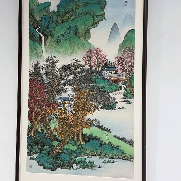 杨***队国画云光风采山水绘画作品