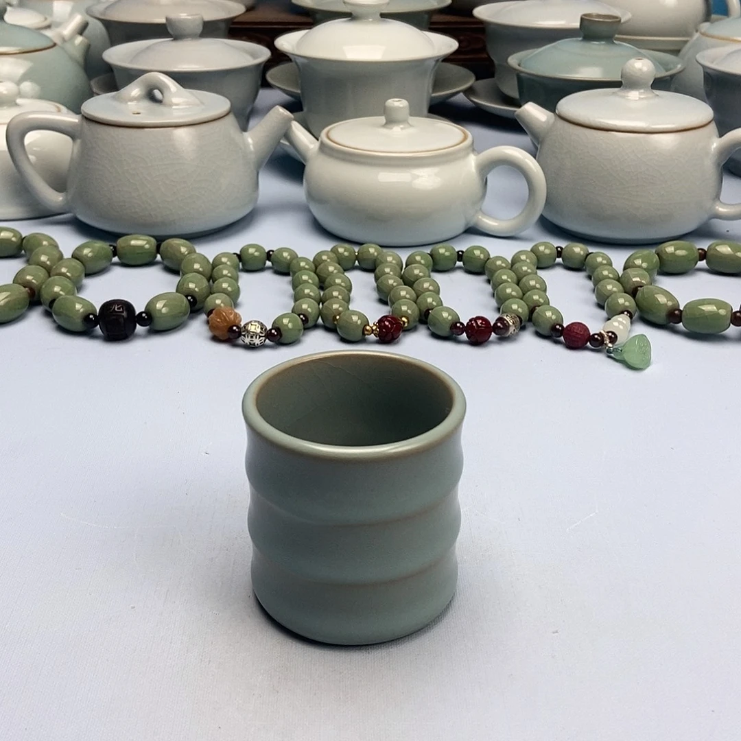 杯微微瑕仿古竹节杯原矿原釉原产地