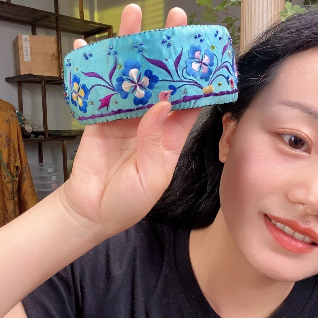 刺绣老绣手工刺绣发箍