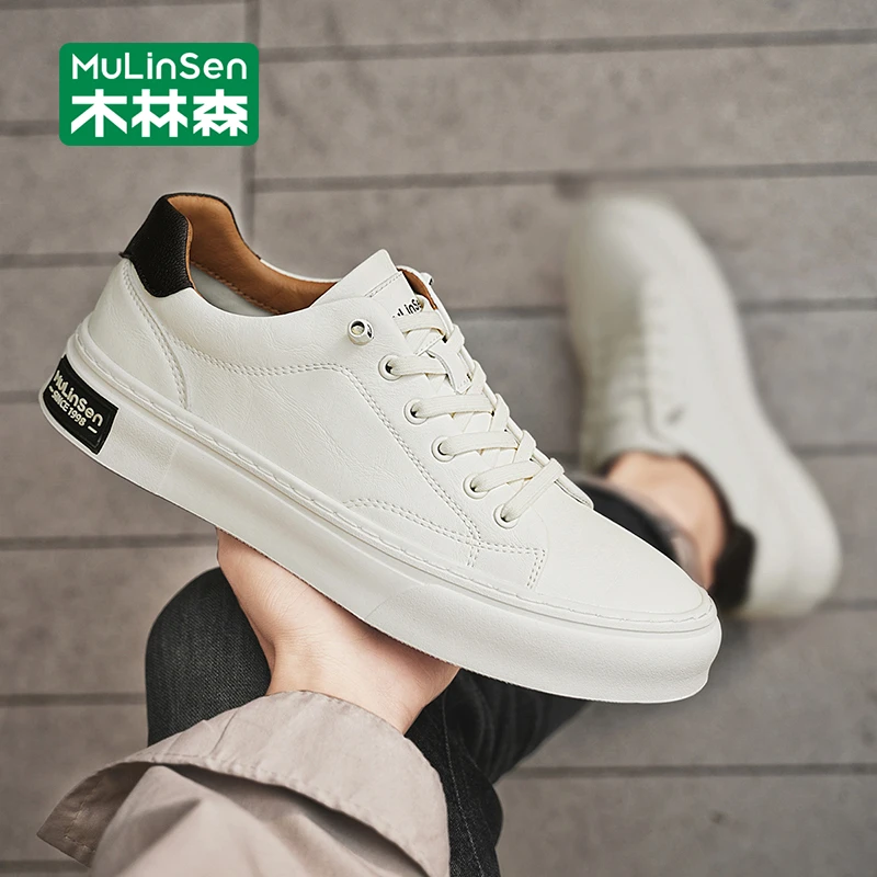 木林森小白鞋子男秋季透气运动鞋软底休闲板鞋2025新款上班工作鞋