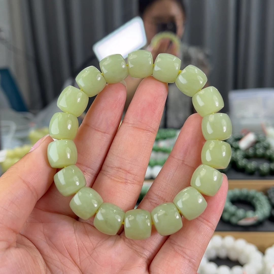 手串未镶嵌和田玉新疆若羌青黄口卡12直切
