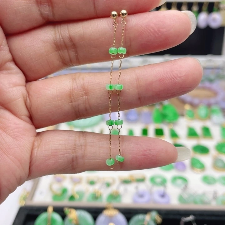 翡翠18K金镶嵌耳饰