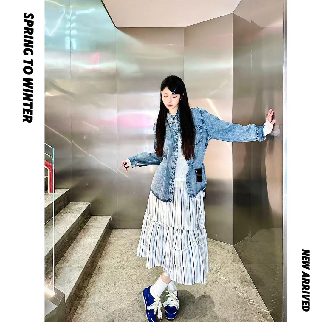 【S2W】休闲风时尚小清新半身裙松紧腰显瘦气质仙女高腰裙可甜可咸