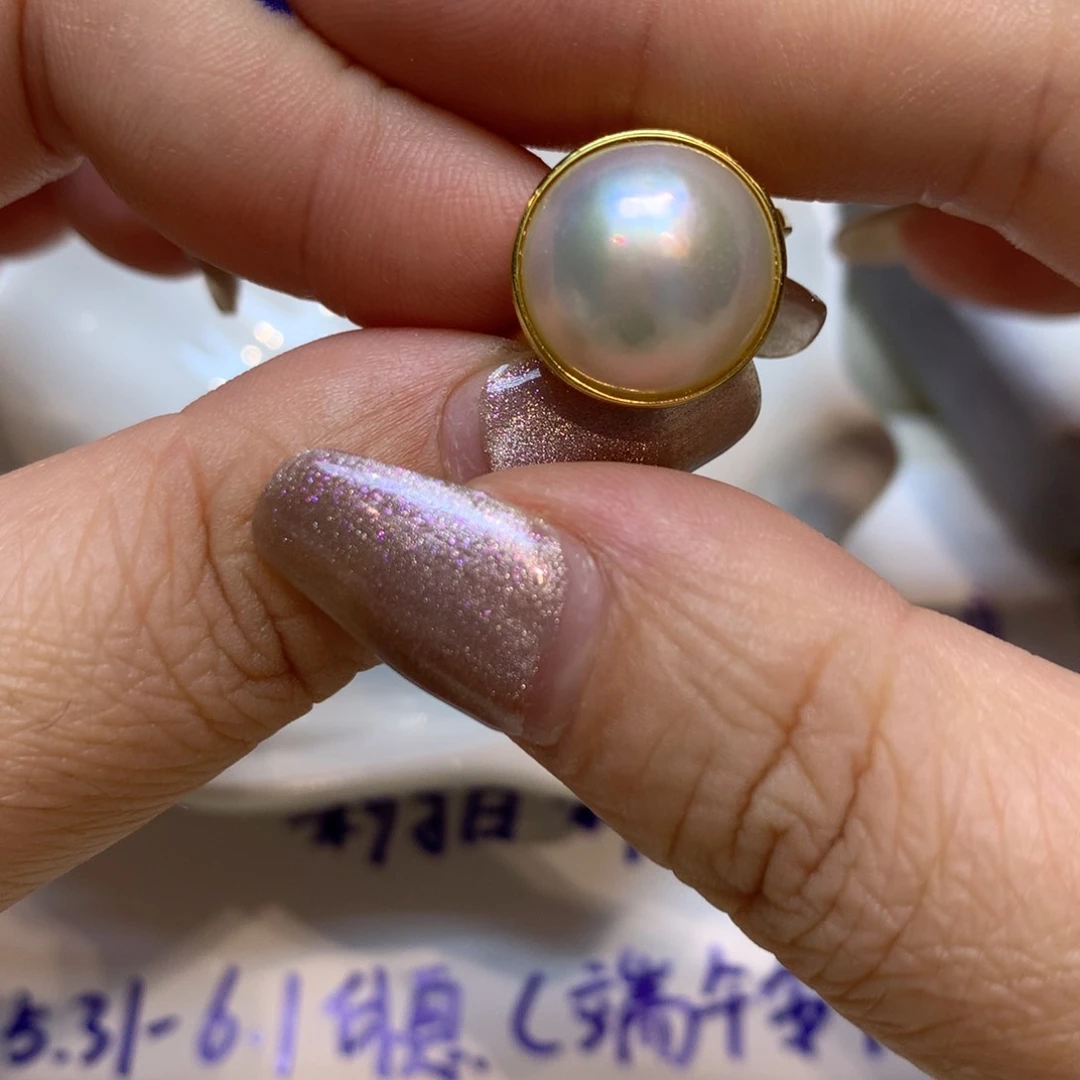 拼合珍珠（马贝珠）戒指银S925镶嵌