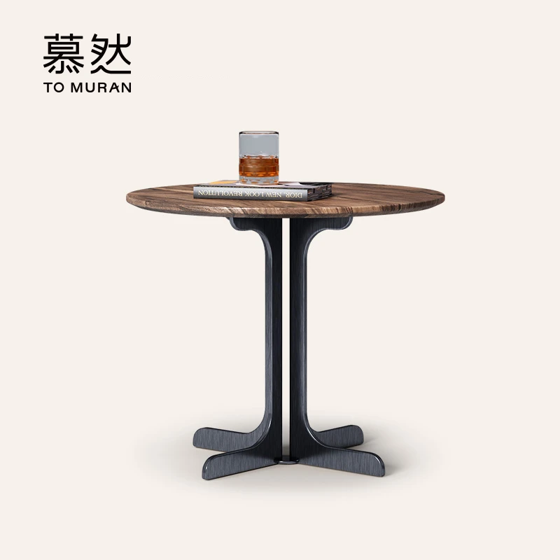 【A853】Muran客厅角几轻奢风意式极简沙发边几两用圆形胡桃木边几