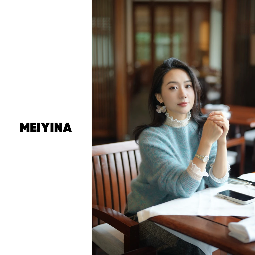 MEIYINA定制 羊毛拉毛花纱一线织圆领套头毛衣