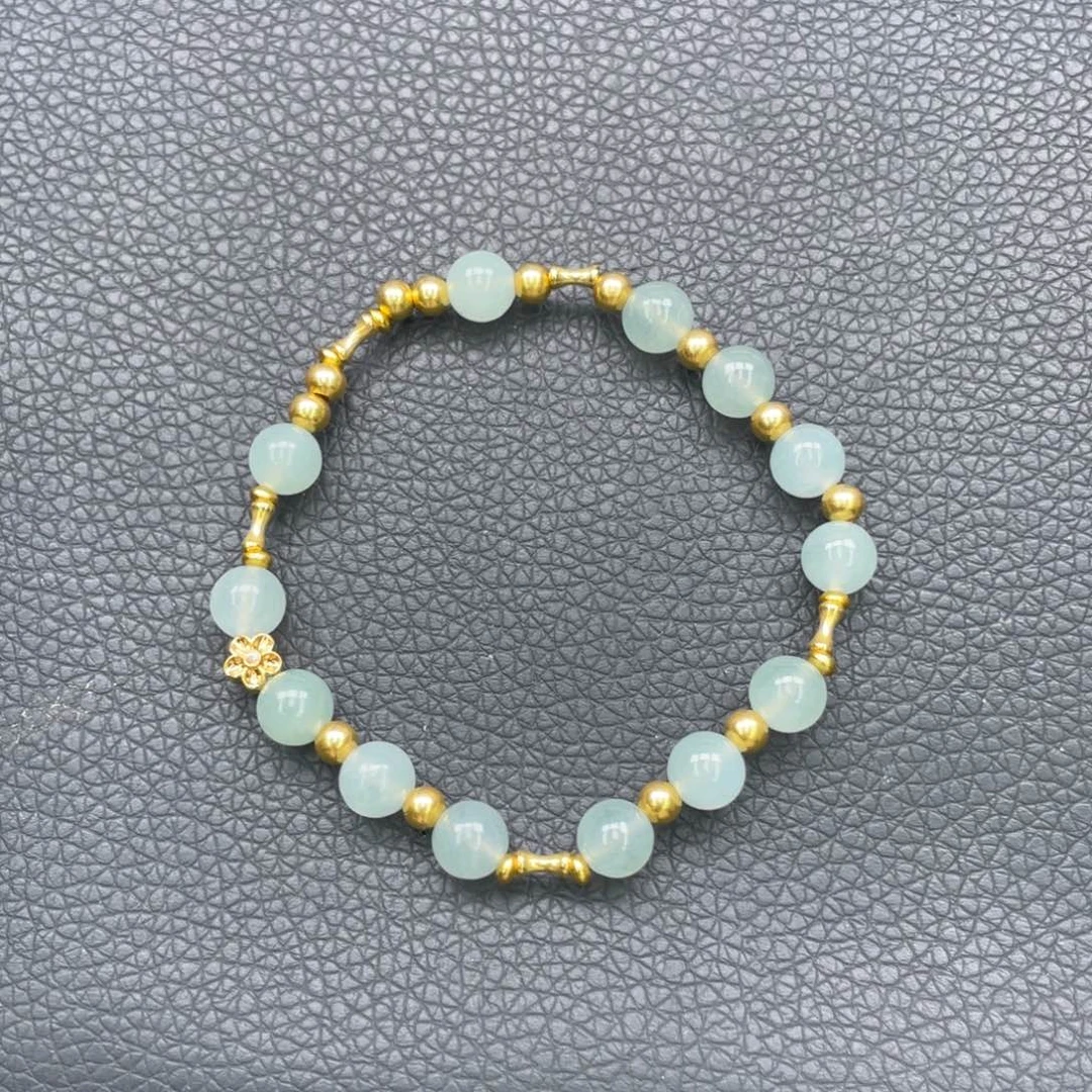 静***玉翡翠18K金镶嵌手链