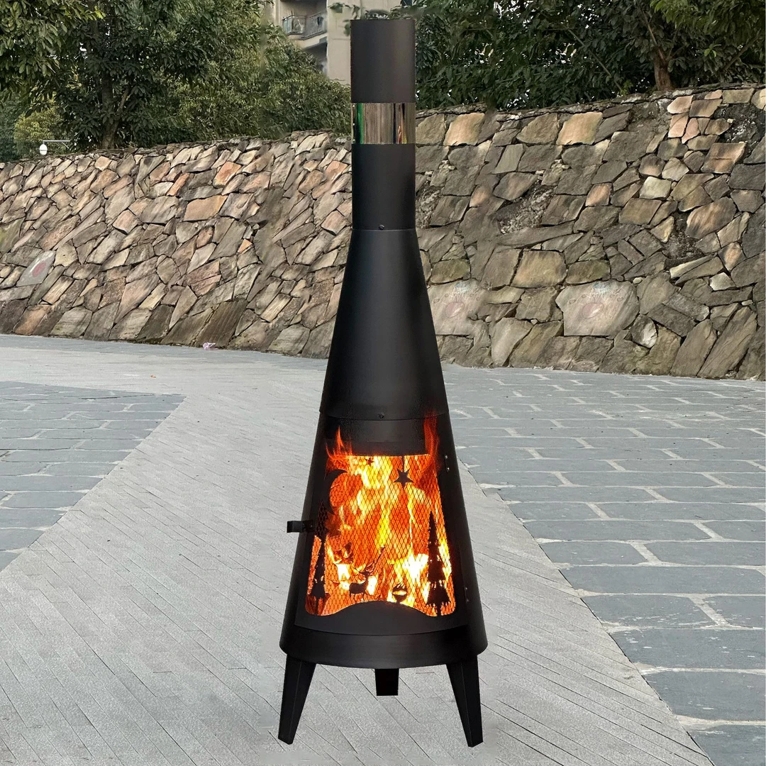 庭院烤火炉真火壁炉家用网红多功能烧烤取暖炉花园民宿烤火炉篝火